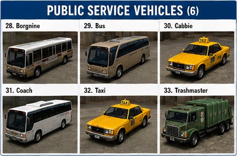 gta 3 vehicles